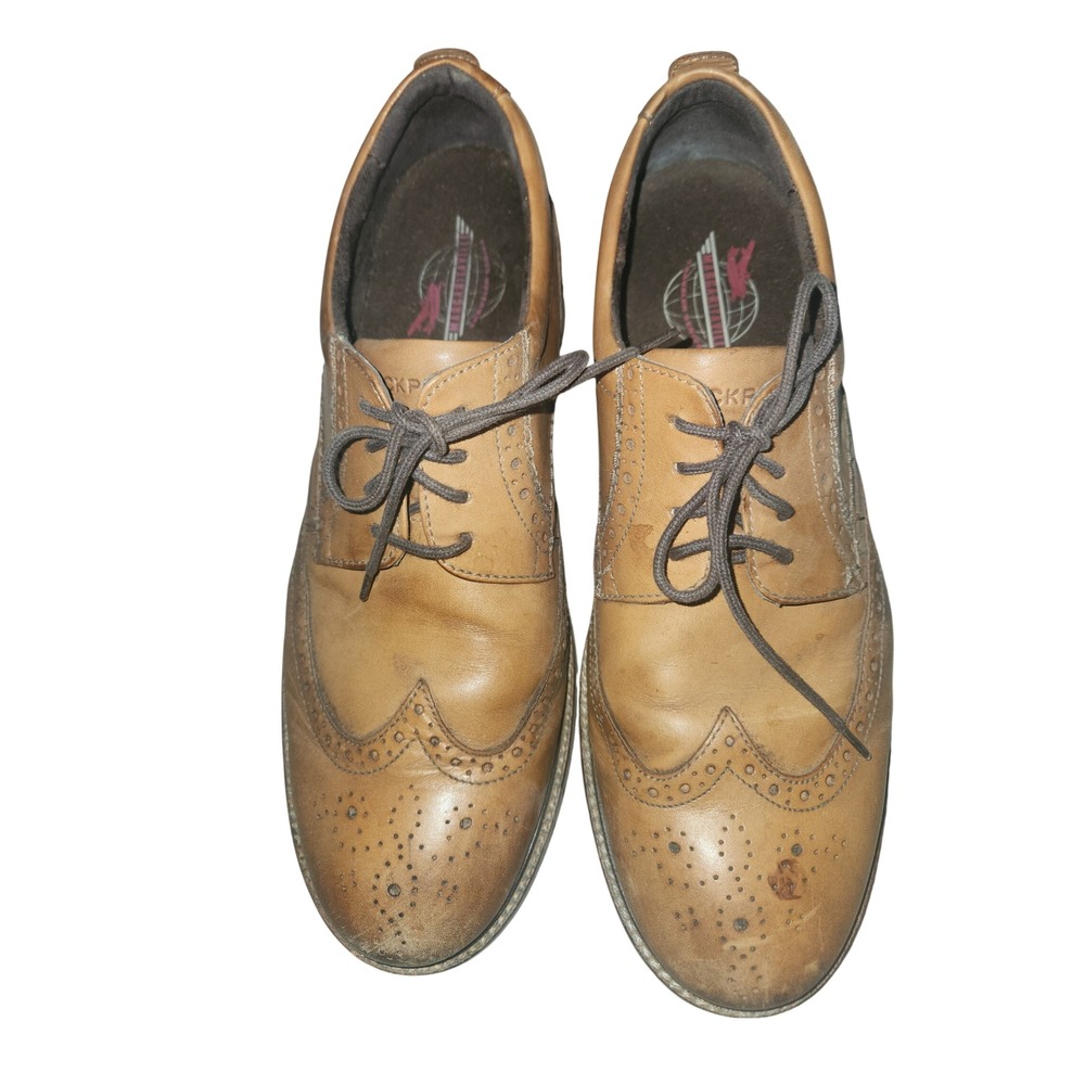 Rockport margaritaville H80142 Tan Leather Wingtip Brogue Oxford Shoes 10.5 M